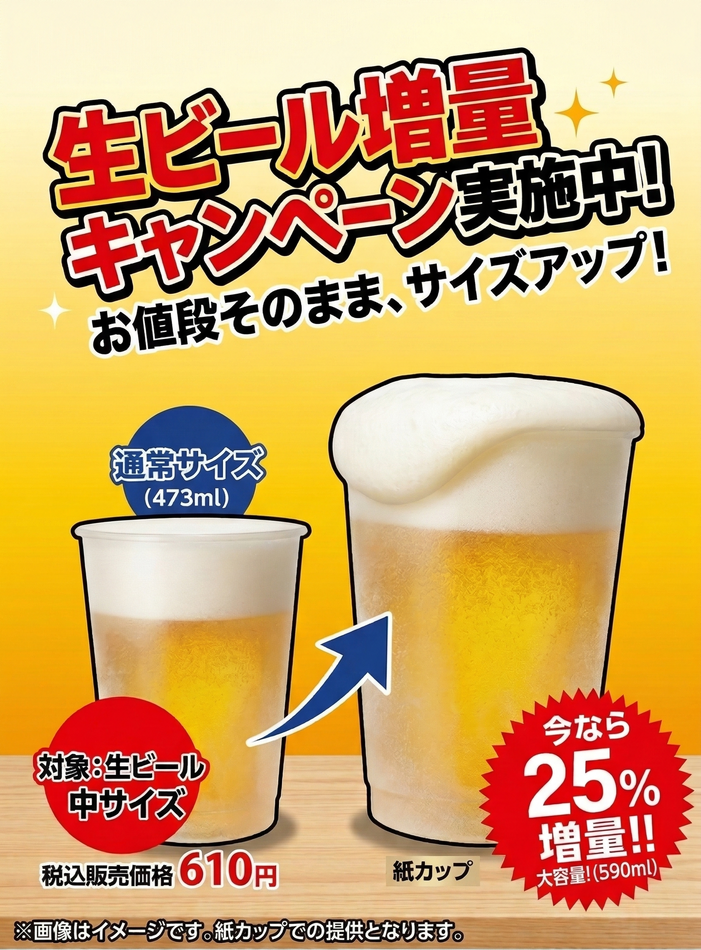 生ビール増量キャンペーン